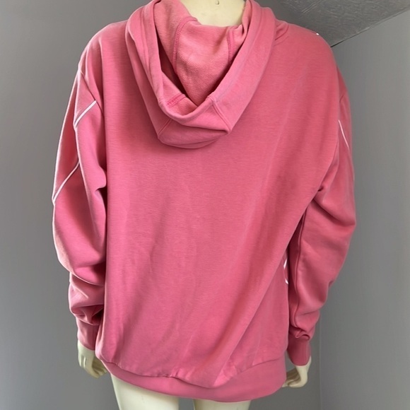 ADIDAS Women’s Giant Logo Hoodie Graphic Sweatshirt Pink White M - Picture 6 of 16